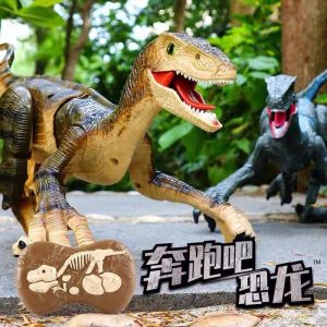 Kids Remote Control Dinosaur Toy Artificial Animal Walking Large Electric Tyrannosaurus Xunraptor Gifts for Boys and Girls