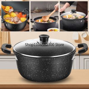 Maifan Stone Soup Pot Universal with Lid Two Ears Cookware Non-stick Household Kitchen Cooking Gas Induction Cooker