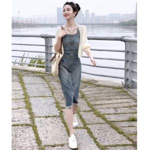 ชุดเดรสยาวผู้หญิงสไตล์ย้อนยุคสไตล์เกาหลี ทรงเข้ารูป แขนกุด กระโปรงทรงเอ ฤดูใบไม้ร่วง 2025 ดีไซน์ใหม่ ชุดเดรสยาวผู้หญิง