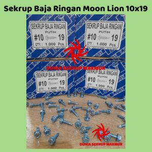 (1 Box) Skrup / Sekrup Baja Ringan LION 10 x 19 isi 1.000 pcs