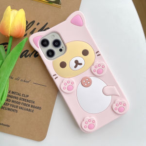 EOENKK | Cute INS Cartoon Rilakkuma Soft Silicone Phone Case For iPhone 17 16 15 14 13 12 Pro Max Mini X XS Max XR 6 7 8 Plus Back Cover
