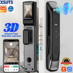 Tuya WIFI 3D face recognition smart lock 7-in-1 home security lock digital door lock intercom fingerprint card code key