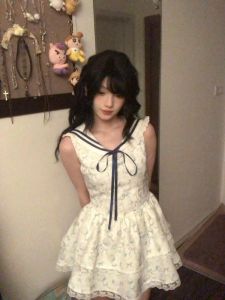 Váy Ngắn Không Tay in Họa Tiết Bướm Phong Cách Pháp Mùa Hè Mới Về Cổ Thuyền Cỡ Nhỏ Thường Ngày Váy Công Sở Mùa Hè