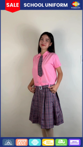 RMT Collection Pink Checkered Green Checkered and Black Elastic School Uniform Necktie for Girls | Classic Student Neck Tie | Pre-Tied Elastic Tie for Blouse | Preppy Style Accessory | Matches Skirt or Uniform Set