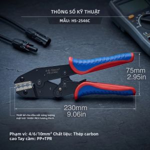 Kìm Bấm Đầu Nối Năng Lượng Mặt Trời Chuyên Nghiệp 1500V Thép Carbon Dụng Cụ Lắp Đặt Hệ Thống Quang Điện Ngoài Trời