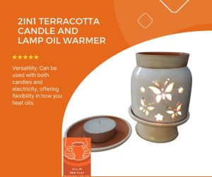 Handcrafted 2-in-1 Terracotta Electric & Candle Essential Oil Warmer | Aroma Diffuser Lamp