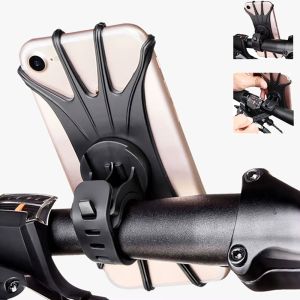 360 Rotatable Mobile Phone Bicycle Motorcycle Holder Bike Safe Bracket GPS Support Silicone Pull Type For iPhone Cellphone Stand