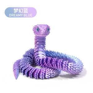 3D Printed Glow-in-the-dark Gradient Crystal Snake Full Joint Mobile Realistic Animal Desktop Decoration Creative Home Accessories
