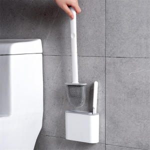 Toilet Bowl Brush and Holder Set Silicone Toilet Brush Wall Mounted Toilet Scrubber with Brush Bristles Ventilated Base Toilet Cleaner