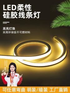 Flexible Silicone LED Light Strip Embedded Outdoor Waterproof 24V Linear Soft Bendable Lighting Band for Home Decoration