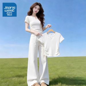 Jeanswest | Áo Thun Nữ Cổ Chữ V Dáng Ôm Ngắn Tay Mùa Hè