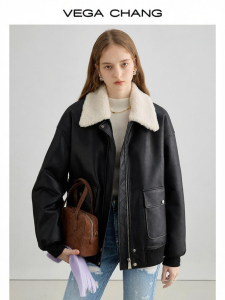 VEGA CHANG | Áo Khoác Ngắn Quilted Nữ Đen Fleece