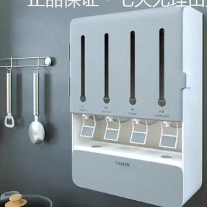 Paste Wall-Mounted Kitchen With Press Faucet Seasoning Jar Soy Sauce Vinegar Bottle Edible Oil Pot R