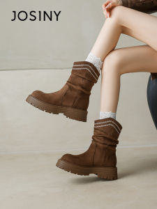 Josiny | Warm Fur-lined Elevated Retro Boots