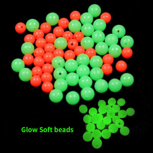 100PCS/bag  Luminous Beads Fishing Space Beans 3mm to 12mm Rubber Lure Light Glowing Float Balls For Outdoor Fishing Tackles