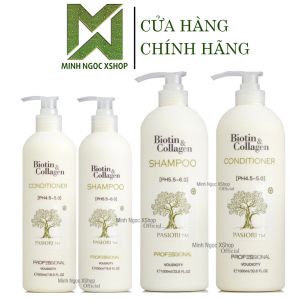 Dầu gội xả phục hồi chống rụng tóc Biotin Collagen Voudioty trắng 500ML - 1000ML