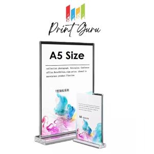 Acrylic Desktop Table Sign Holder A5 Size  (Table Top Display Stand) for Menu Flyers and Frame