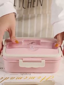 Kotak Makan Lunch Box Set Jerami 1000ml FREE Sendok Garpu dan Sumpit - Wheat Straw Lunch Box