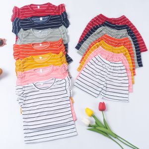 GW - Setelan Anak Perempuan / Setelan Anak Ruffle Salur