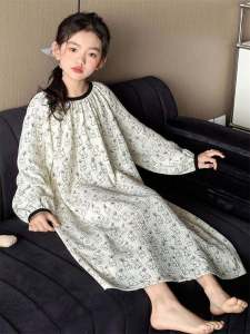 Cotton Cartoon Princess Long Sleeve Girls Sleepwear