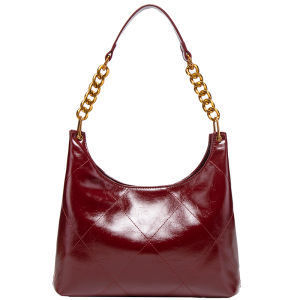 URCDN RDALVO | High Quality Diamond Pattern Chain Tote Bag Red