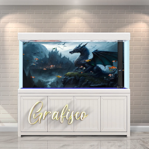 Stiker Background Aquarium Vinyl Premium Tahan Air - Blue Dragon (BD)