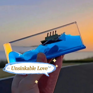 Creative Boat Sea Ornaments Cruise Ship Fluid Drift Bottle Desktop Ornament Home Decor Hourglass Toys Birthday Gift
