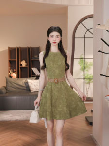 DENGLIULIU | Retro Floral Embroidery Slim Waist Mini Vest Dress