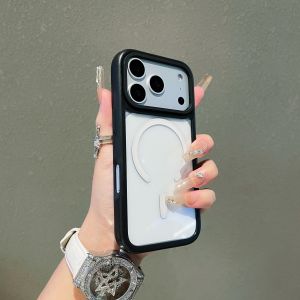 Fashion Clear Acrylic For Magsafe Magnetic Hit Color Case For iPhone 17 16 15 14 Plus 13 12 11 Pro Max Wireless Charge Cover