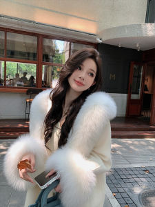 Double-Sided Cashmere Hooded Coat Fox Fur Collar Womens Autumn Winter Coat RCLIU Snow Treasure Second Generation 2025 New Style