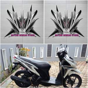 Stiker Striping Lis Body Honda Vario Techno 125 2013 Putih Abu