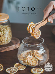 Jojos L. PD.His Bamboo Lid Sealed Coffee Storage Jar Tea Storage Container Modern Simple Style Glass Material Universal Use