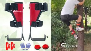 Tree Pole Climbing Spike Set 1/2 Gears Steel Claw Climbing Tree Spikes with Adjustable Safety Belt Straps bearing 200KG