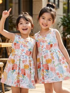 Summer Lightweight Fashion Flower Pattern Sleeveless Dress