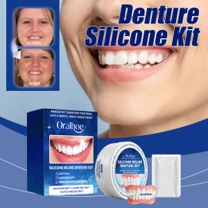 oralhoe | Denture Silicone Kit Denture Silicone Beauty Liners Soft Denture Kit High Elasticity Teeth Upper and Lower Set For Men and Women