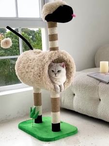 Cat Climbing Cat Tree Tower Cat Tree Tower Scratch Post Cat Scratch Tree Cat Tree Cat Tower Lamb Winter Warm Semi-Closed Cat Tunnel Integrated Scratching Pole Cat Supplies Complete Collection