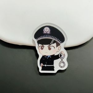 Acrylic Police Fridge Magnet DIY Cartoon Anime Personality Magnetic Stick Kids Customizable Decorative Kitchen Accessories