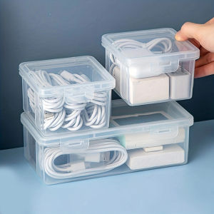 1pc data cable storage box with lid charger USB flash drive headphone storage container miscellaneous sorting box