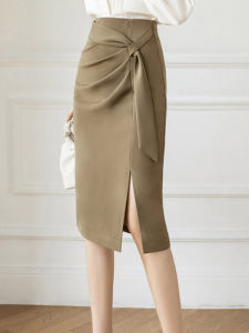 Stylish Versatile High-Waisted A-Line Split Skirt Mid-Length
