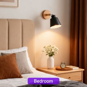 CANMEIJIA Modern Wooden Base Wall Light Simple Luxury Wall Light Creative Round Style E27 Wall Lamp Bedside Lamp For Cafe Bar Corridor study bedroom living room entrance hall Home Decor