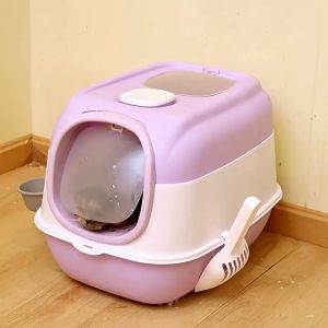 ห้องน้ำแมวดับกลิ่น แมวที่หญ๋ รุ่นใหม่ ดับกลิ่นได้ดี ฆ่าเชื้อ กระบะทรายแมวโต แมว 15 โลเข้าได้
