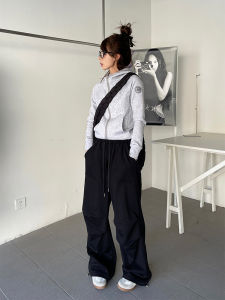 FunnySumey American Retro Pants Womens Casual High Waist Wide Leg Cotton Trousers Street Style Spring 2024 Trendy Workwear