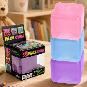 3Pcs Ice Cube Squeeze Toys / Soft Jelly Stress Relief Toy / Clear Cube Squishy Toys / Sensory Fidget for Kids & Adults