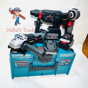 OSUKA COMBOSET ชุดสว่านโรตารี่+สว่านไขควงกระแทก+เครื่องเจียร์ 20V แบตเตอรี่ 20V 4.0Ah 2 ก้อน พร้อมกล่องเครื่องมือ (M)