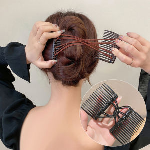 [Acoming99] Sihir Berubah Pin Rambut Kopi Hitam Rambut Klip Sisir dengan Tali Rambut Elastis Rambut Styling Alat Aksesoris Wanita Hadiah