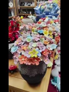 5pcs High Temperature Handmade Ceramic Simulation Flowers Eternal Life Flower Decorations Unique Creative Gifts for Home