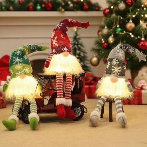 Christmas Faceless Doll Gnome Ornaments LED Light Plush Knitting Crafts Tree Pendant Christmas Decorations for Home Kids Gift