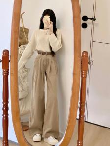 Quần Jeans Ống Thẳng Ôm Dáng Cạp Cao Ôm Dáng Cho Nữ Mùa Xuân Thu Quần Ống Rộng Ôm Dáng Quần Jeans Denim