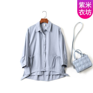 Zimi Yifang Three-Quarter Sleeve Shirt Womens New Arrival Womens Thin Pure Cotton Coat Womens Casual Loose Shirt Tops