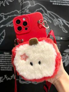 New Year Red Plush Crossbody Phone Case for Vivo S20 pro Snake Year Coin Purse X200Pro Full Cover Lens Protection Y200 Soft Shell